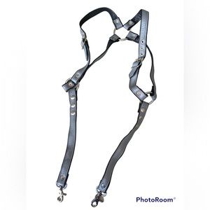 Leather harness with suspender attachment with matching wrist wallet